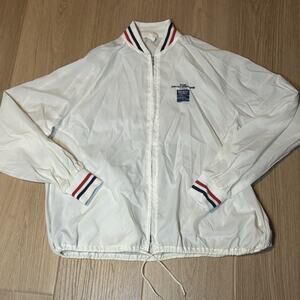 Vintage 1984 U.S. Open Tennis CBS White Windbreaker Jacket Sherwin Williams Sz L